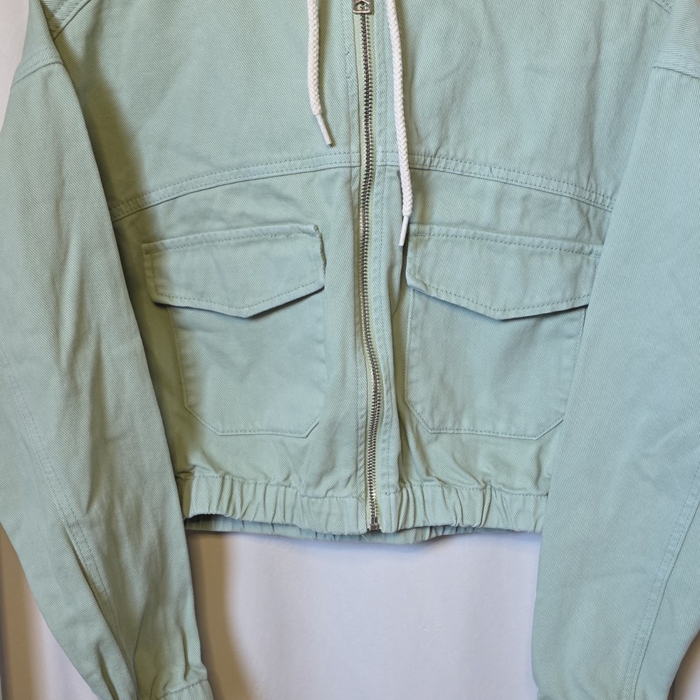PacSun Hooded Light Green Zip Jacket XS Women Style 760SP2100 Casual Short